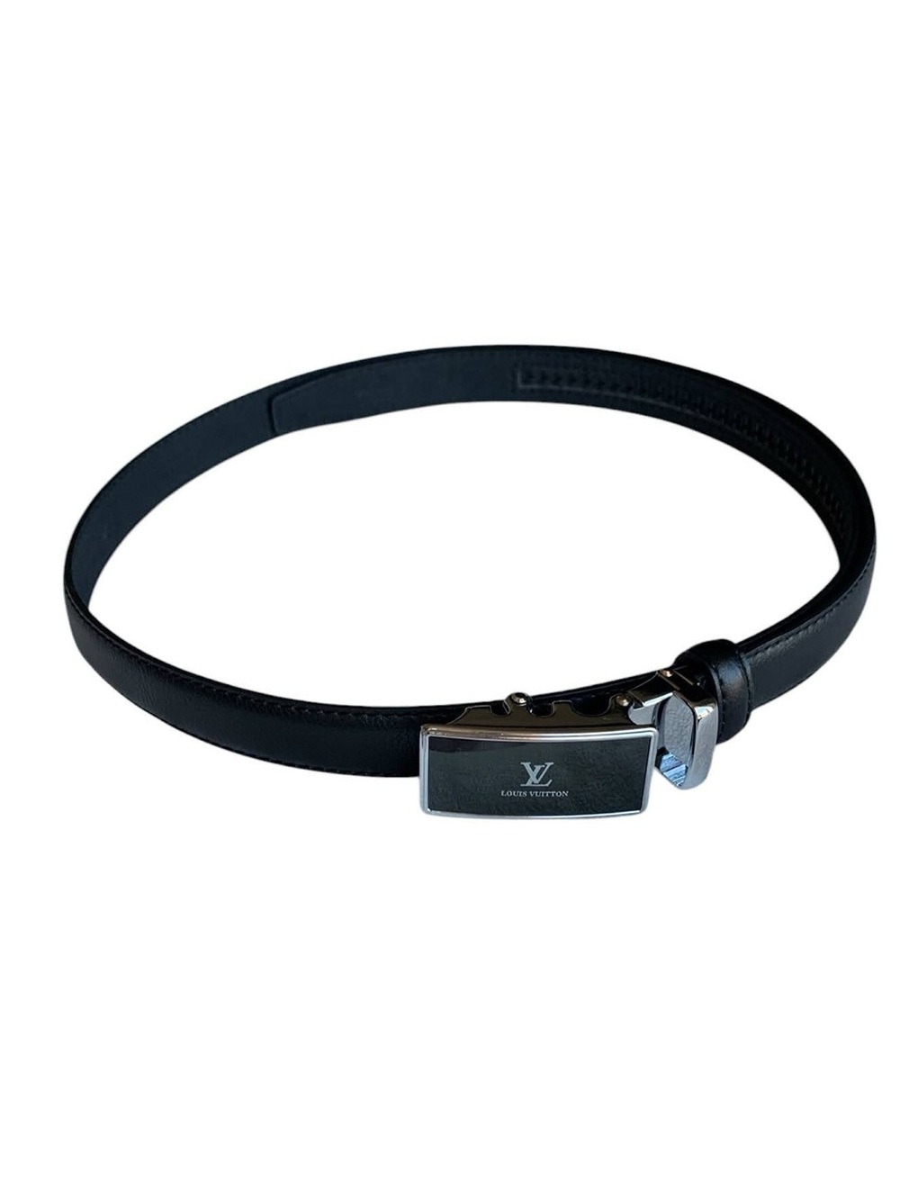 🆕 Unisex Black Leather Automatic Ratchet Belt 🆕